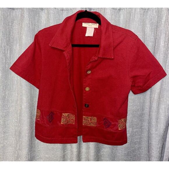 VINTAGE Sweet Jessie Dress Women M RED Maxi Linen Blend Art to Wear Boho Jumper - Picture 9 of 11